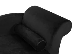 Chaise longue versione destra LUIRO Velluto Nero con contenitore