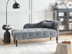 Chaise longue versione destra IVRY Velluto Grigio