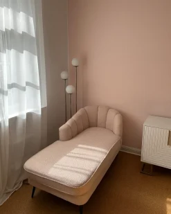 Chaise longue versione destra ALLIER Bouclé Beige chiaro
