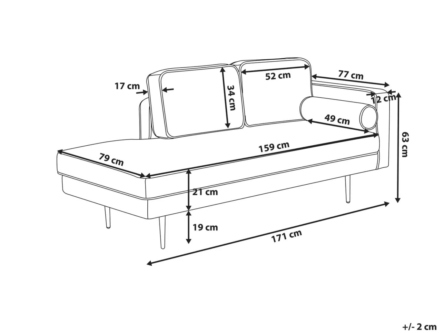 Chaise longue versione destra MIRAMAS Velluto Rosso scuro