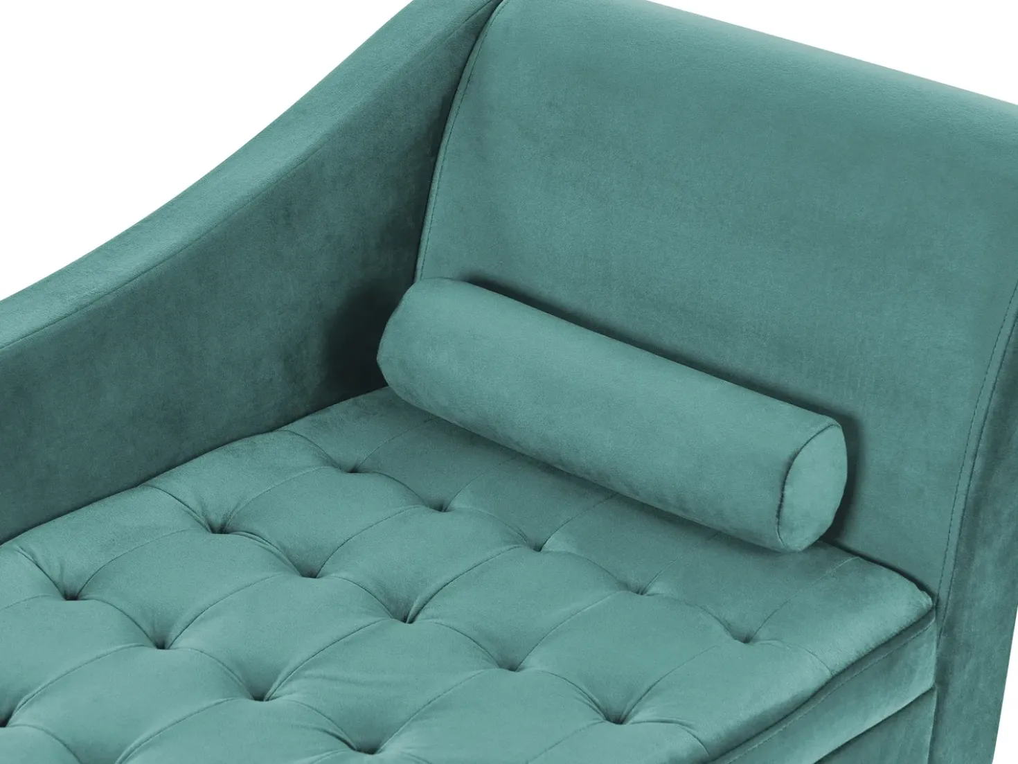 Chaise longue versione destra PESSAC Velluto Foglia di tè con contenitore