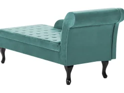 Chaise longue versione destra PESSAC Velluto Foglia di tè con contenitore