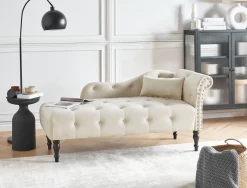 Chaise longue versione destra IVRY Velluto Beige chiaro