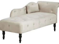 Chaise longue versione destra IVRY Velluto Beige chiaro