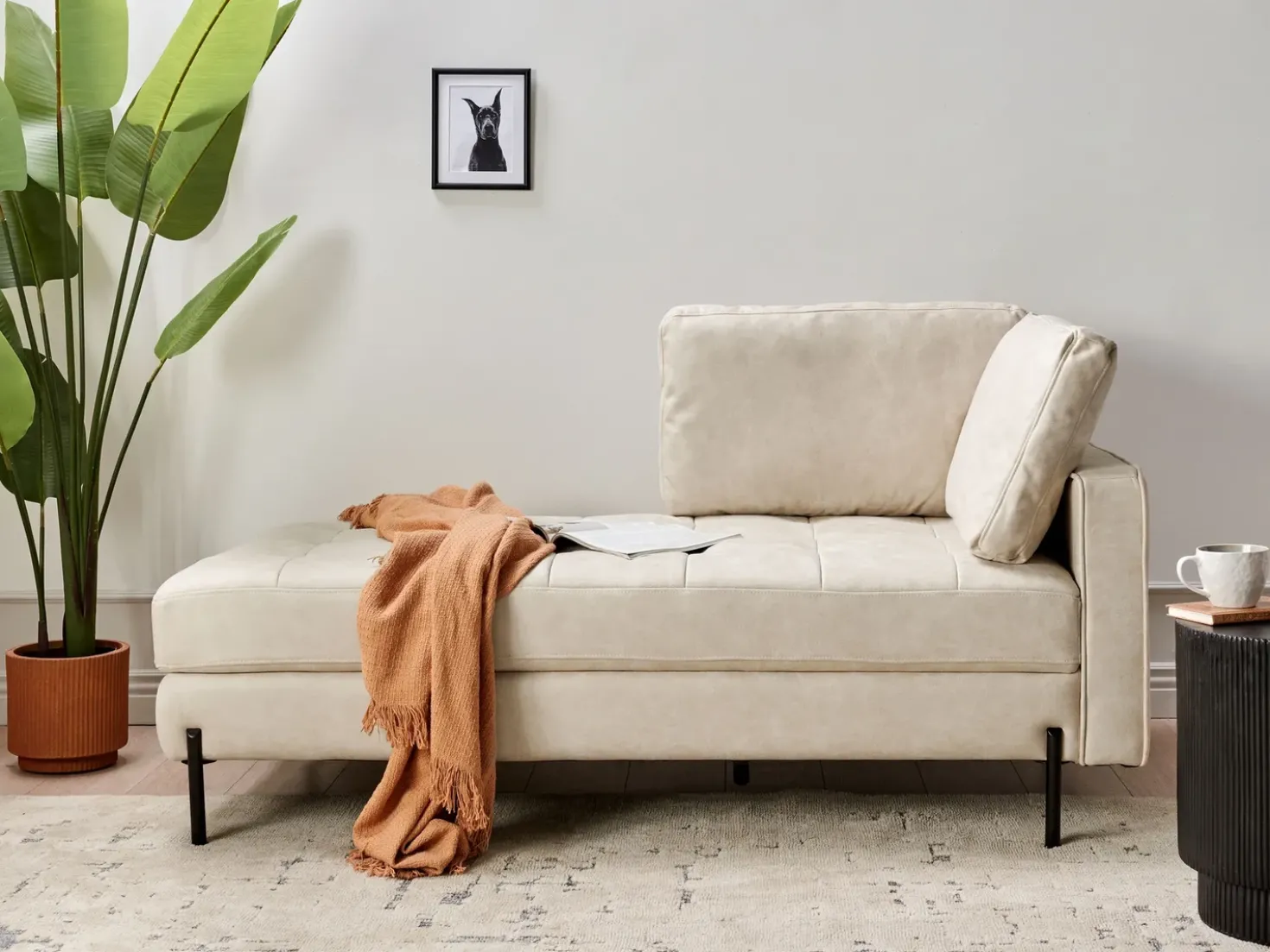 Chaise longue versione destra REBAIS Pelle sintetica Beige chiaro