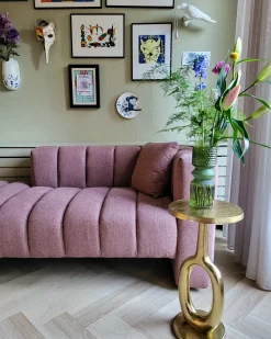 Chaise longue versione destra LANNILS Tessuto Rosa