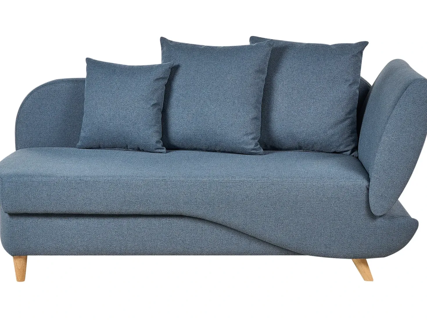 Chaise longue versione destra MERI Lino sintetico Blu scuro con contenitore
