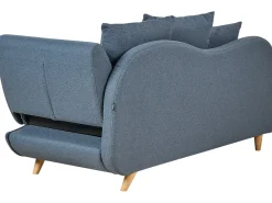 Chaise longue versione destra MERI Lino sintetico Blu scuro con contenitore
