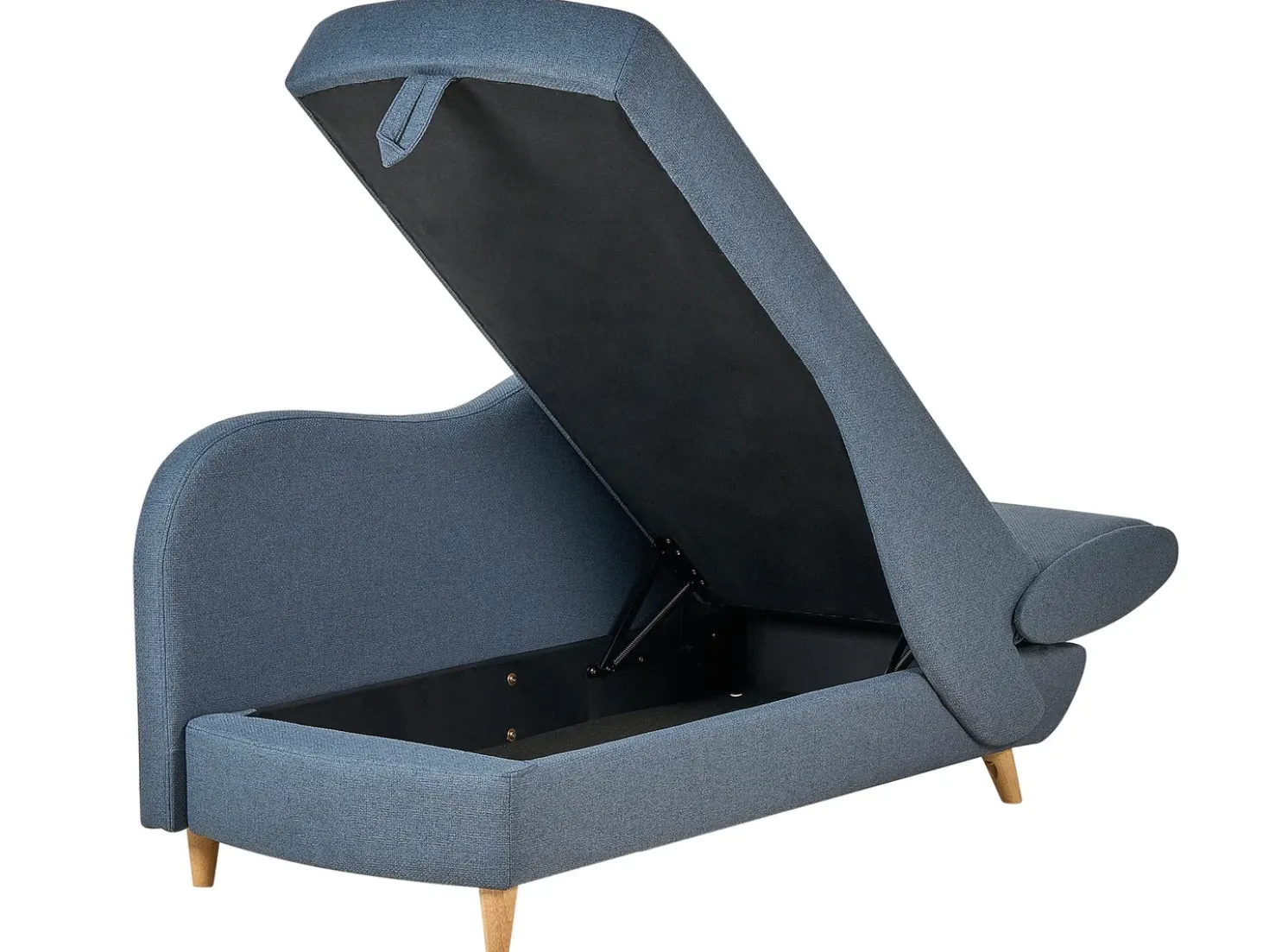 Chaise longue versione destra MERI Lino sintetico Blu scuro con contenitore