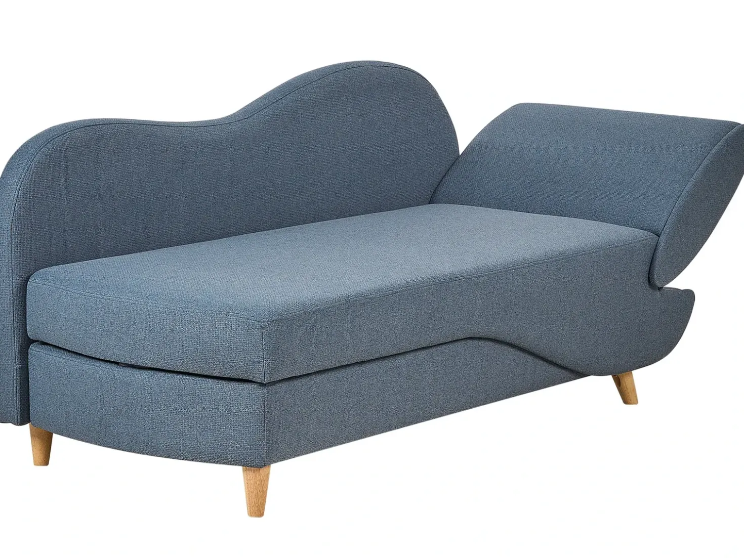 Chaise longue versione destra MERI Lino sintetico Blu scuro con contenitore