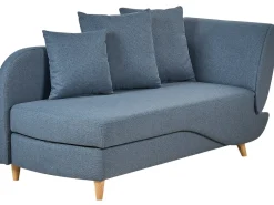 Chaise longue versione destra MERI Lino sintetico Blu scuro con contenitore