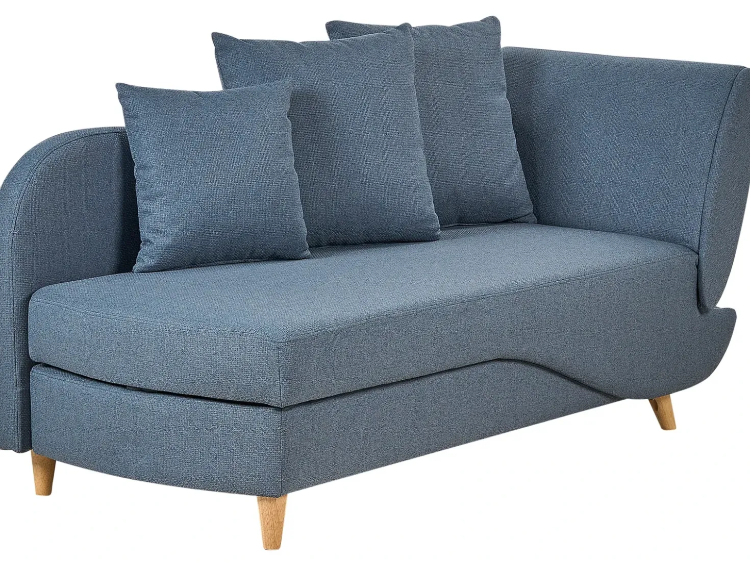 Chaise longue versione destra MERI Lino sintetico Blu scuro con contenitore