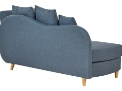 Chaise longue versione destra MERI Lino sintetico Blu scuro con contenitore
