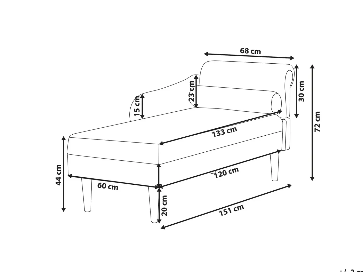 Chaise longue versione destra YVOIRE Tessuto Verde