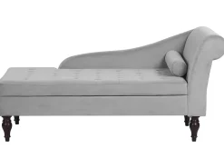Chaise longue versione destra PESSAC Velluto Grigio chiaro con contenitore