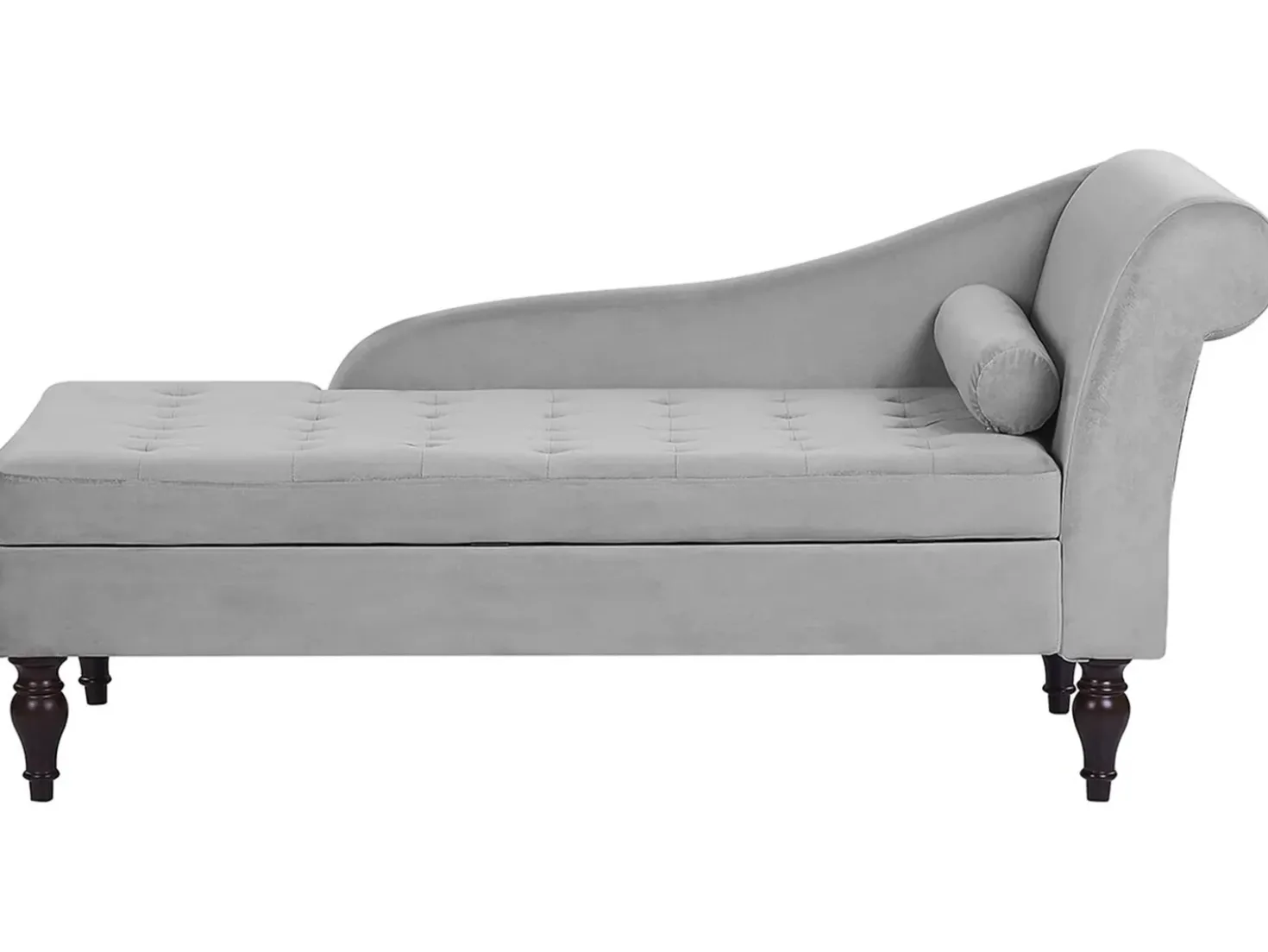 Chaise longue versione destra PESSAC Velluto Grigio chiaro con contenitore