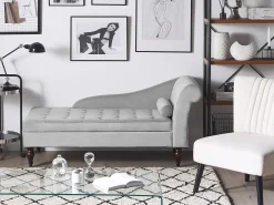 Chaise longue versione destra PESSAC Velluto Grigio chiaro con contenitore
