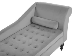 Chaise longue versione destra PESSAC Velluto Grigio chiaro con contenitore