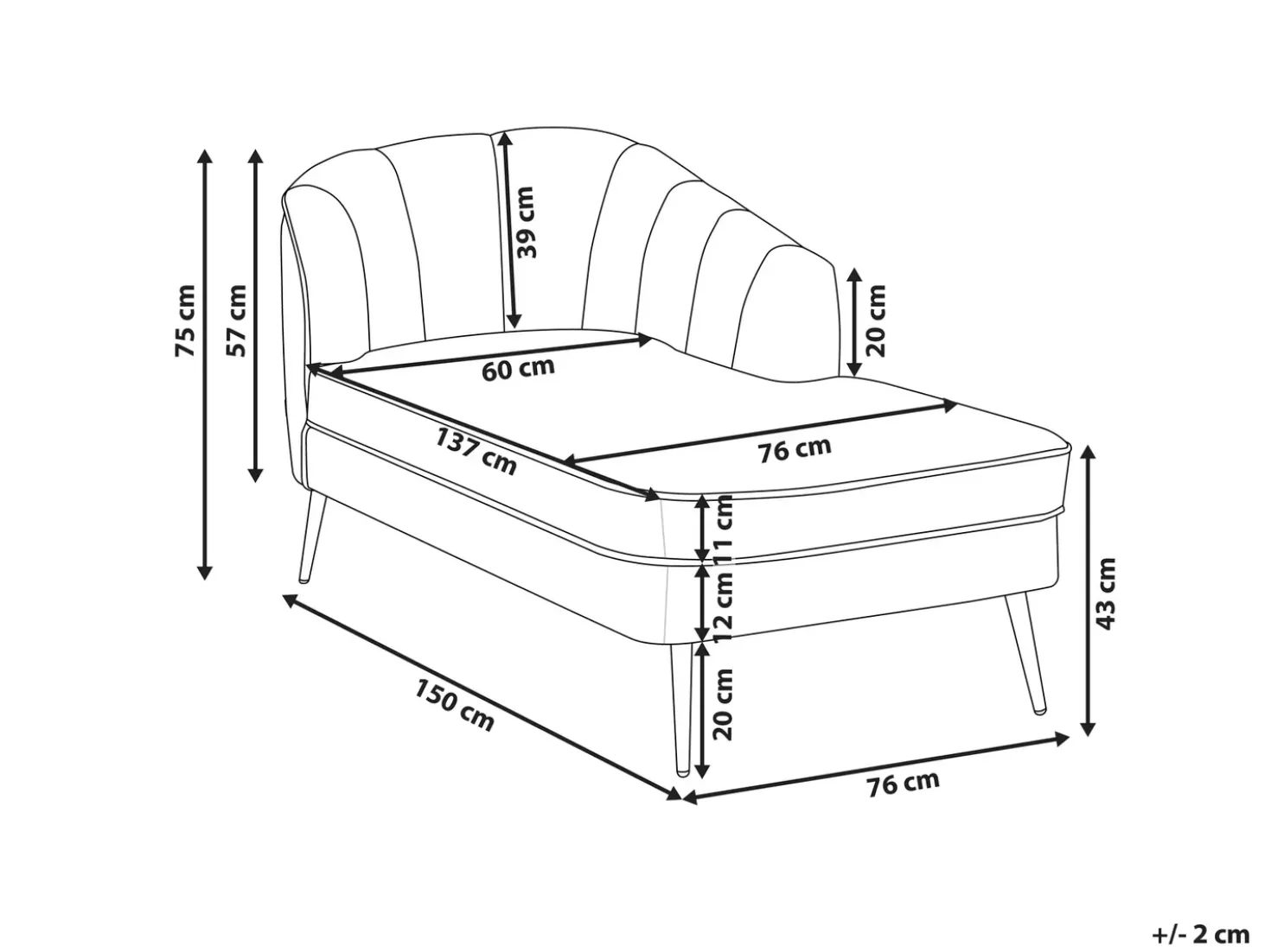 Chaise longue versione destra ALLIER Bouclé Bianco sporco