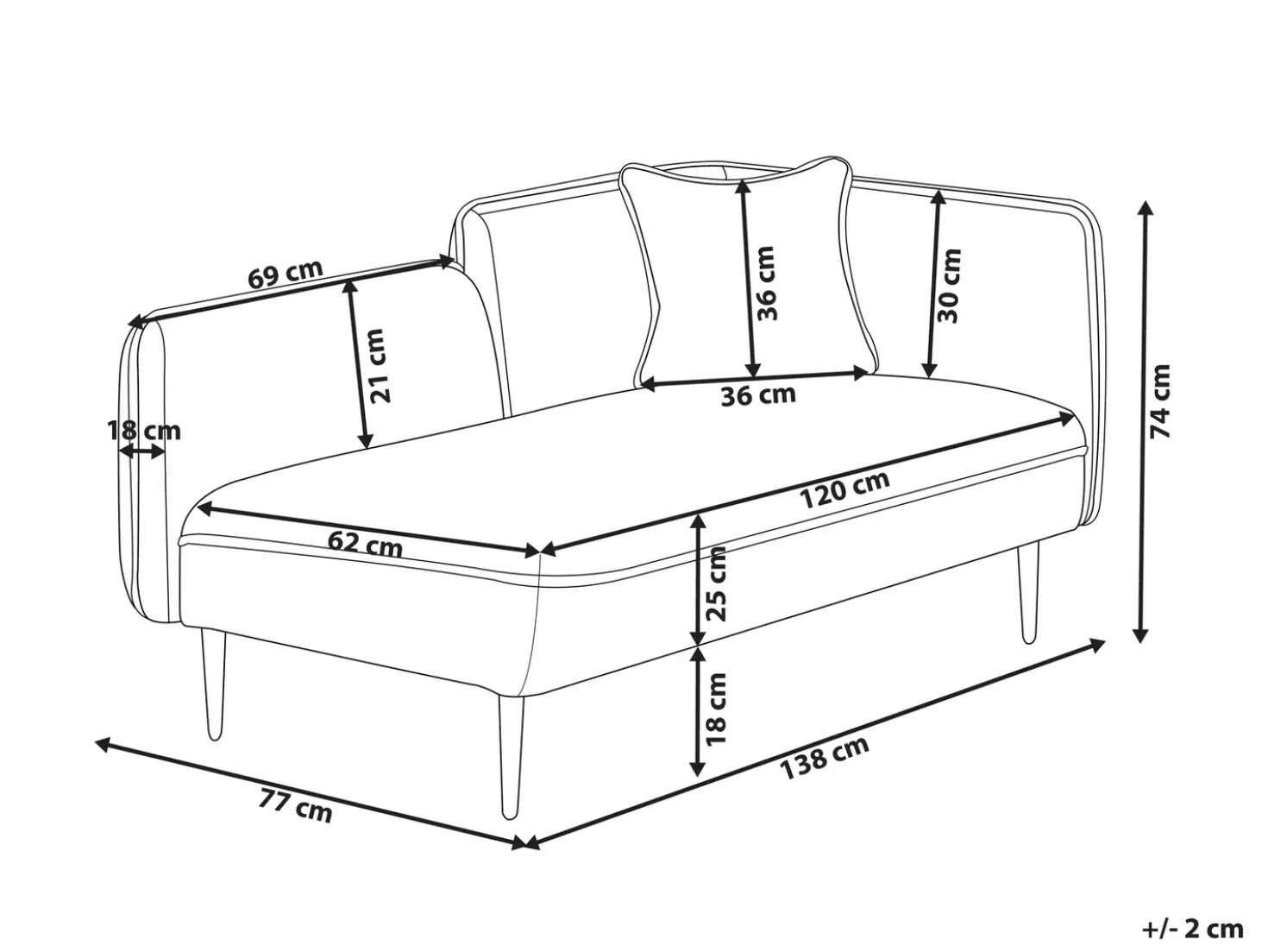 Chaise longue versione destra CHEVANNES Bouclé Rosa pesca