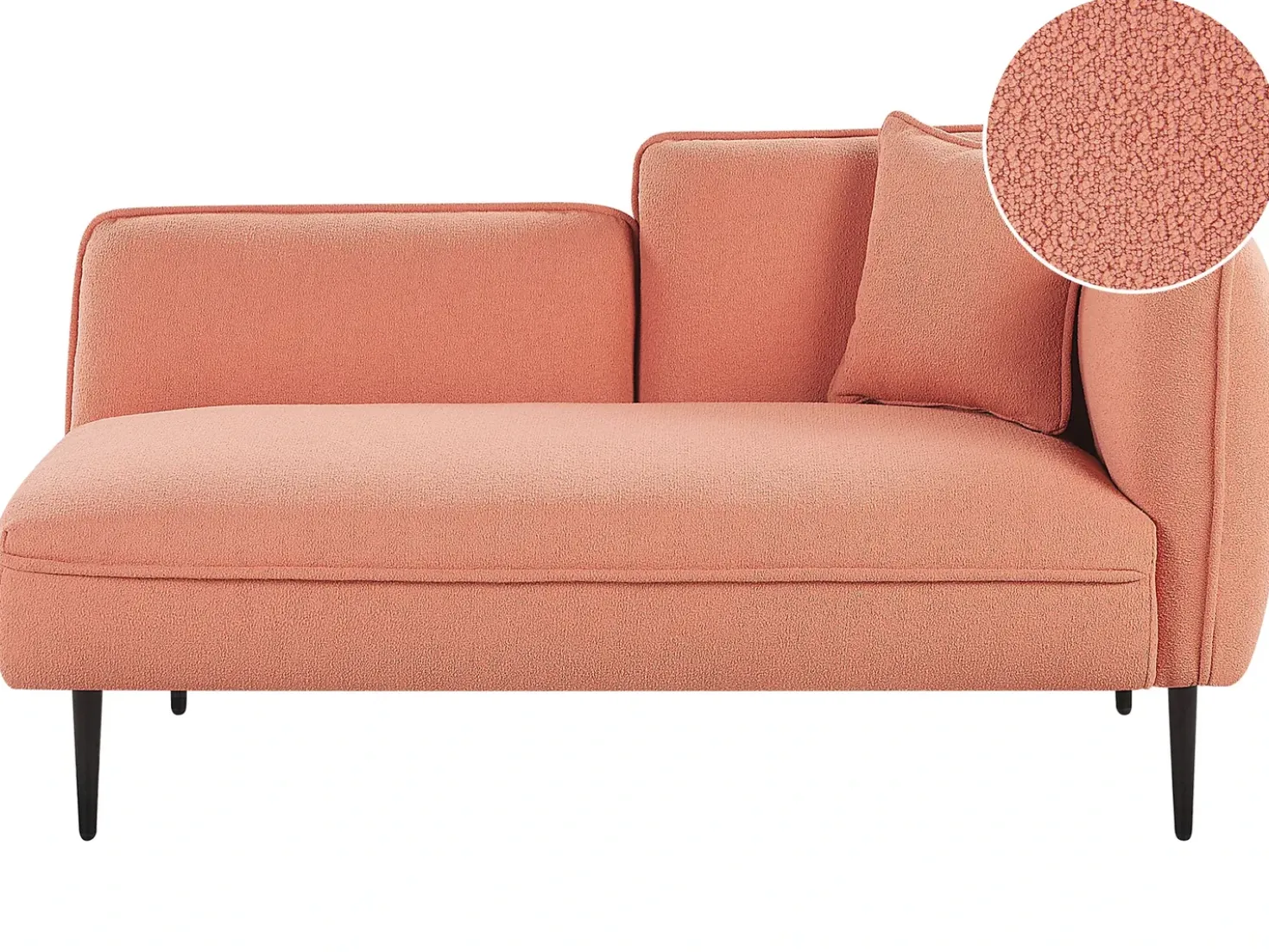 Chaise longue versione destra CHEVANNES Bouclé Rosa pesca