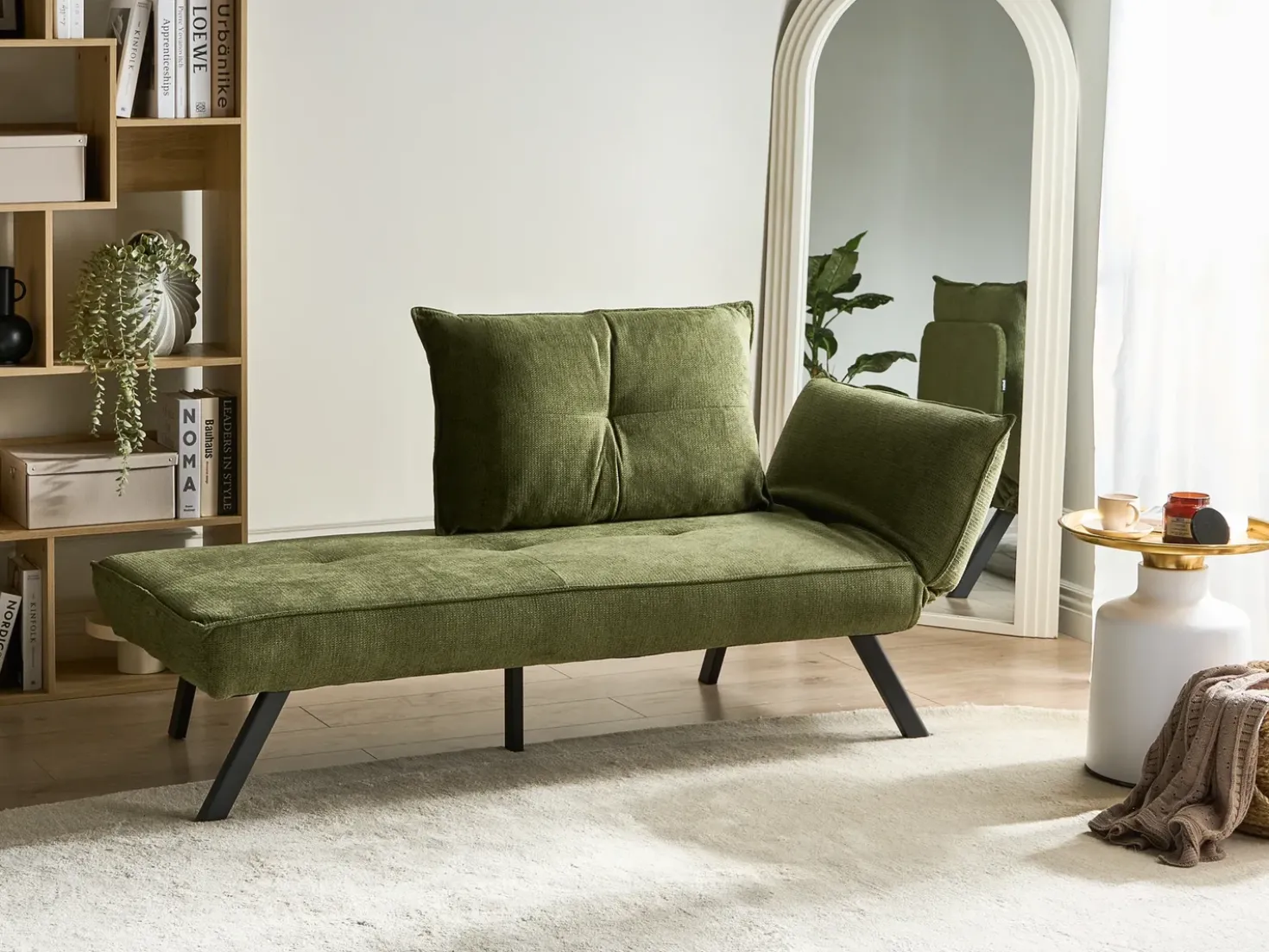 Chaise longue versione destra ROCAMADOUR Tessuto Verde