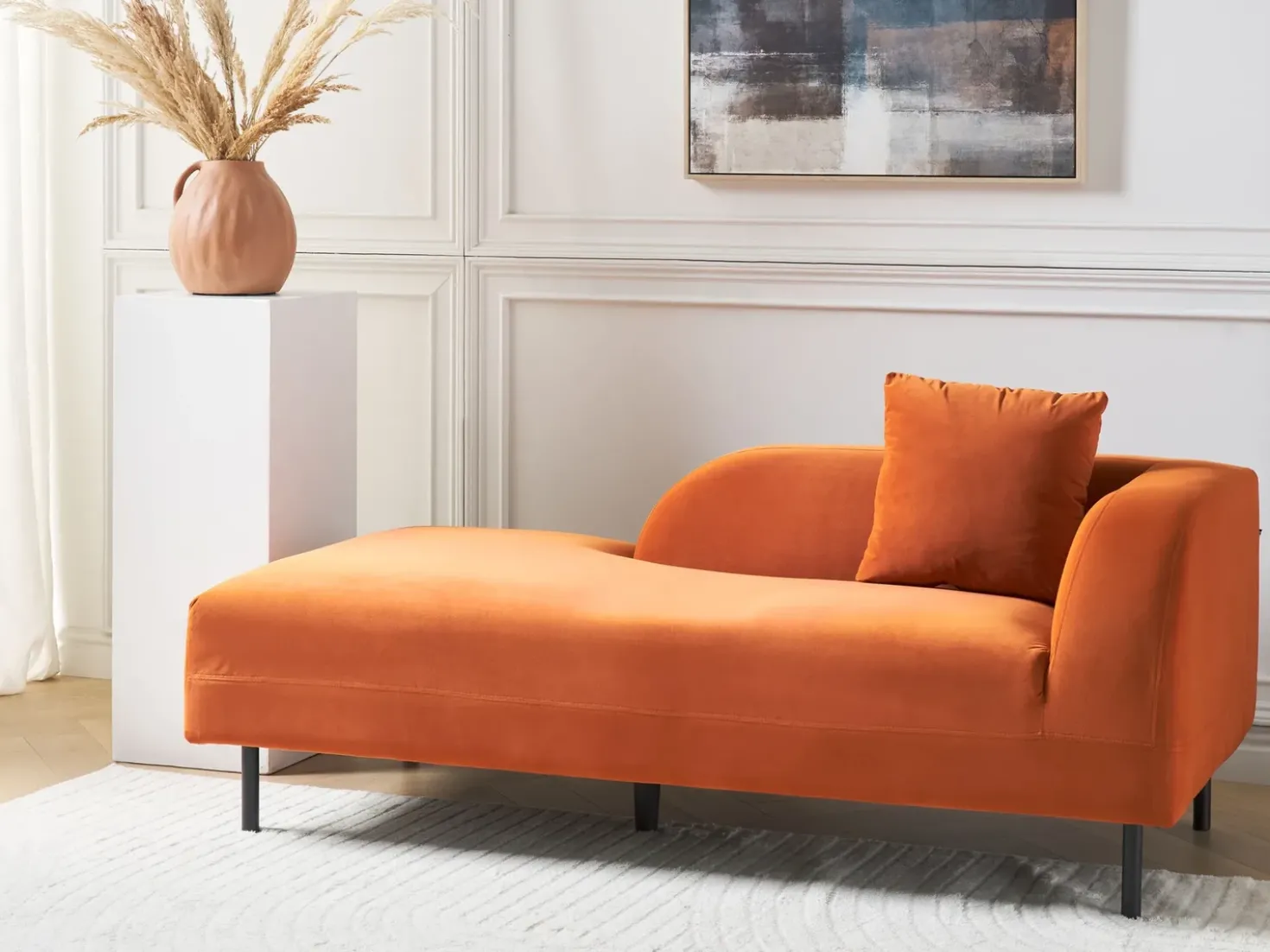 Chaise longue versione destra LE CRAU Velluto Arancione