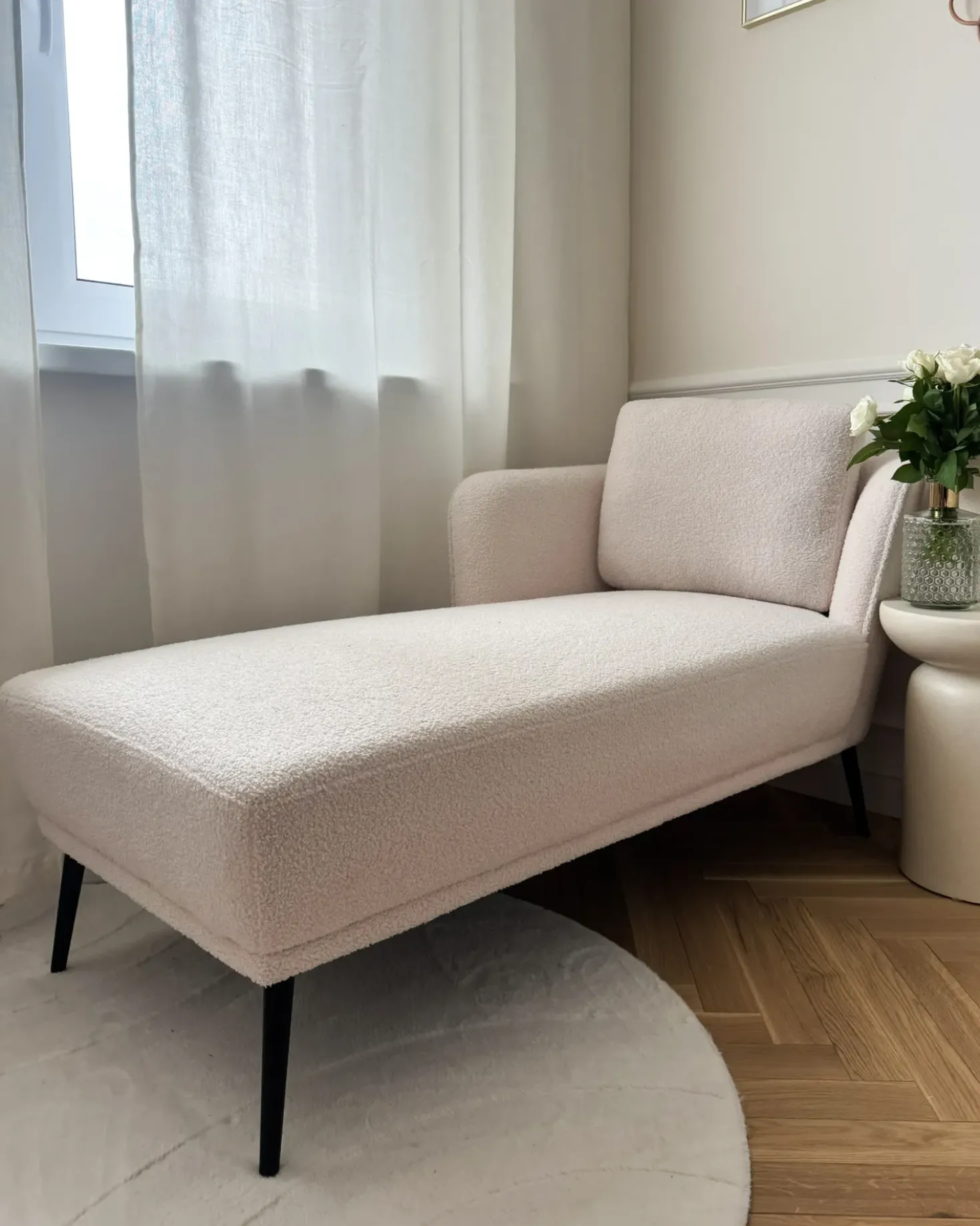 Chaise longue versione destra ARTHEZE Bouclé Bianco sporco