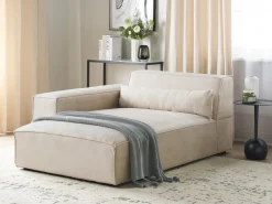 Chaise longue versione destra HELLNAR Velluto Beige chiaro