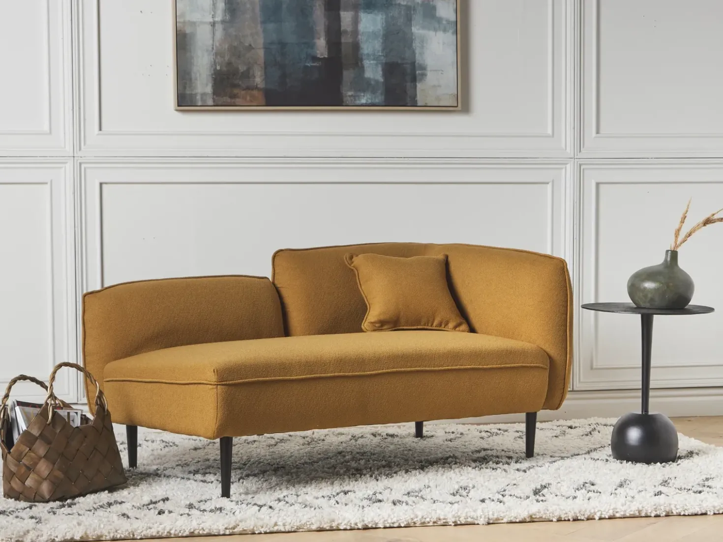 Chaise longue versione destra CHEVANNES Bouclé Senape