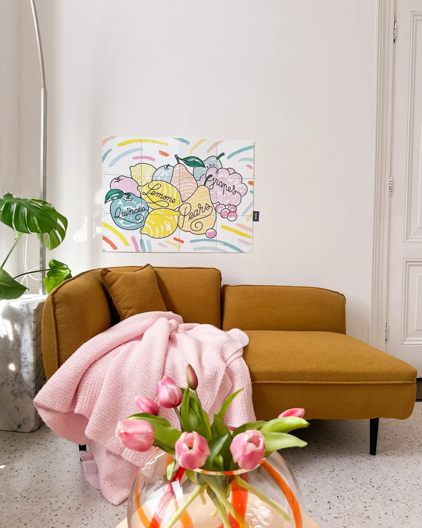 Chaise longue versione destra CHEVANNES Bouclé Senape