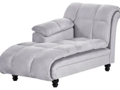 Chaise longue versione destra LORMONT Velluto Grigio chiaro