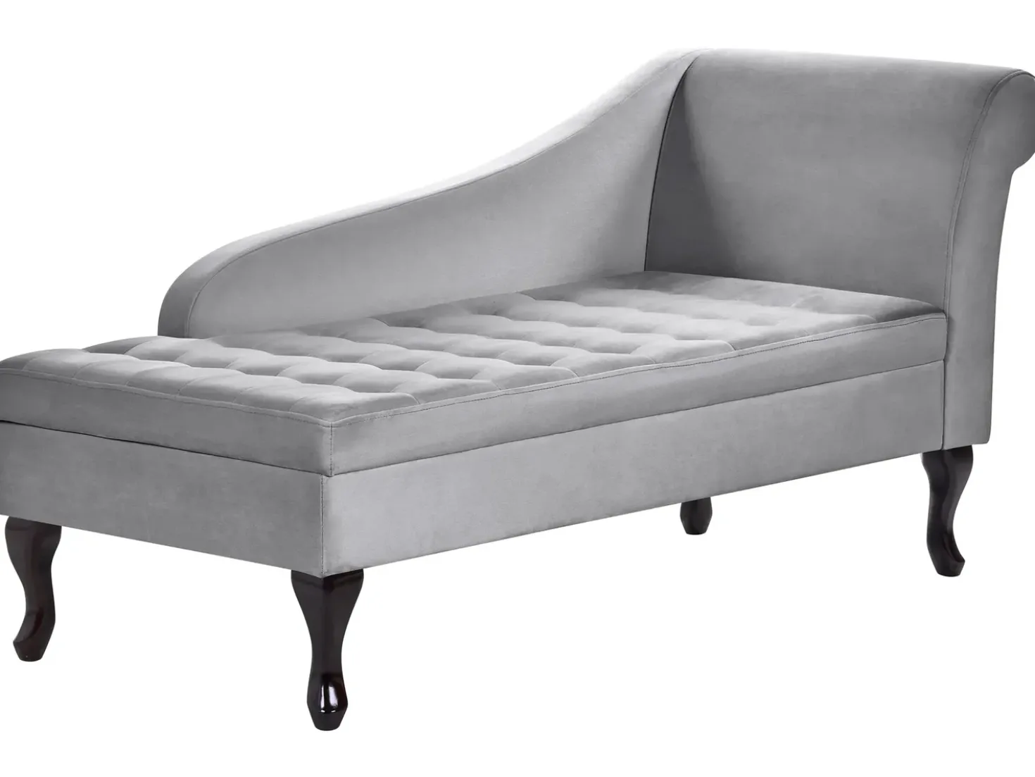 Chaise longue versione destra PESSAC Velluto Grigio chiaro con contenitore