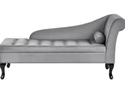 Chaise longue versione destra PESSAC Velluto Grigio chiaro con contenitore