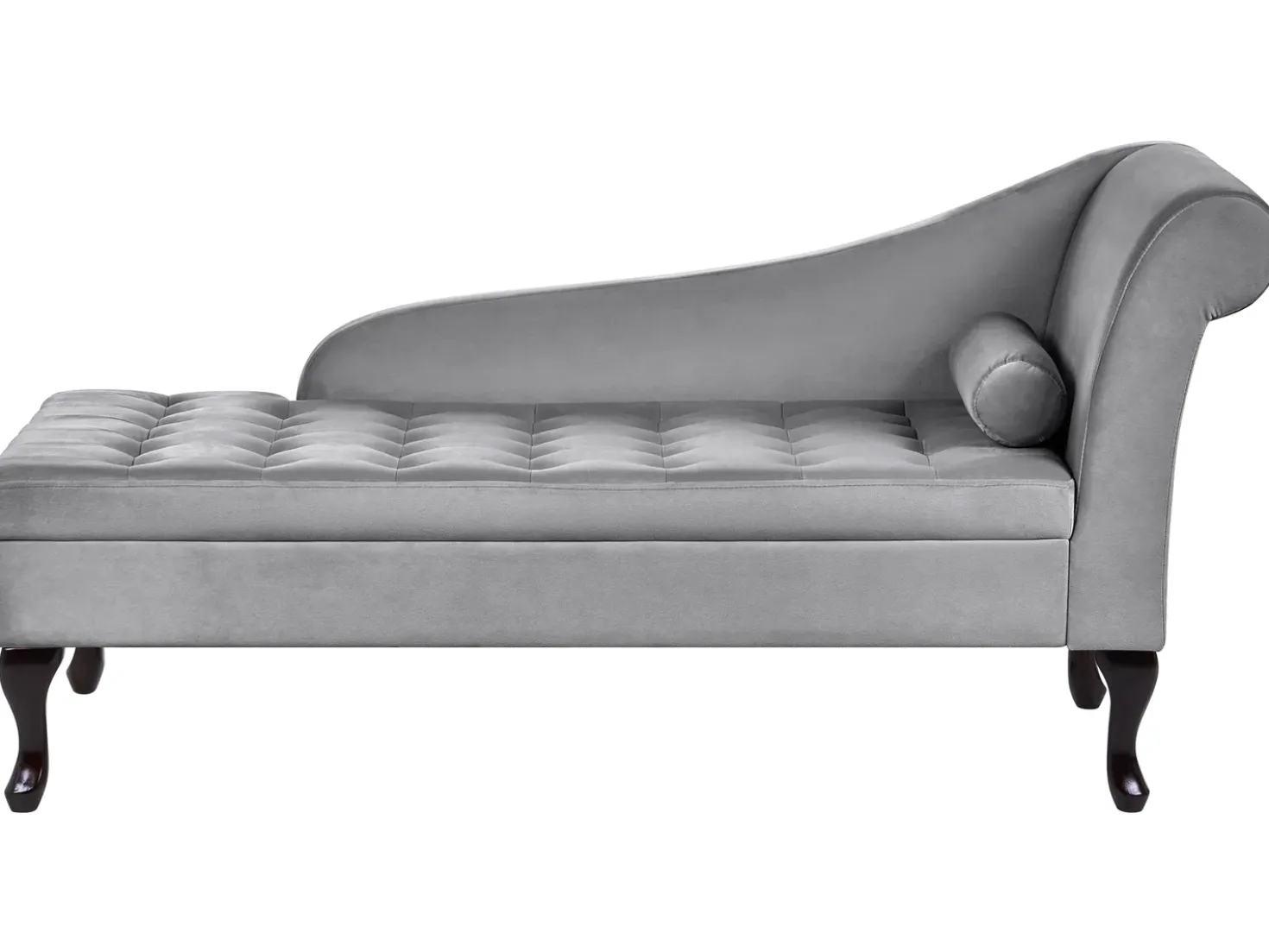 Chaise longue versione destra PESSAC Velluto Grigio chiaro con contenitore