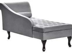 Chaise longue versione destra PESSAC Velluto Grigio chiaro con contenitore