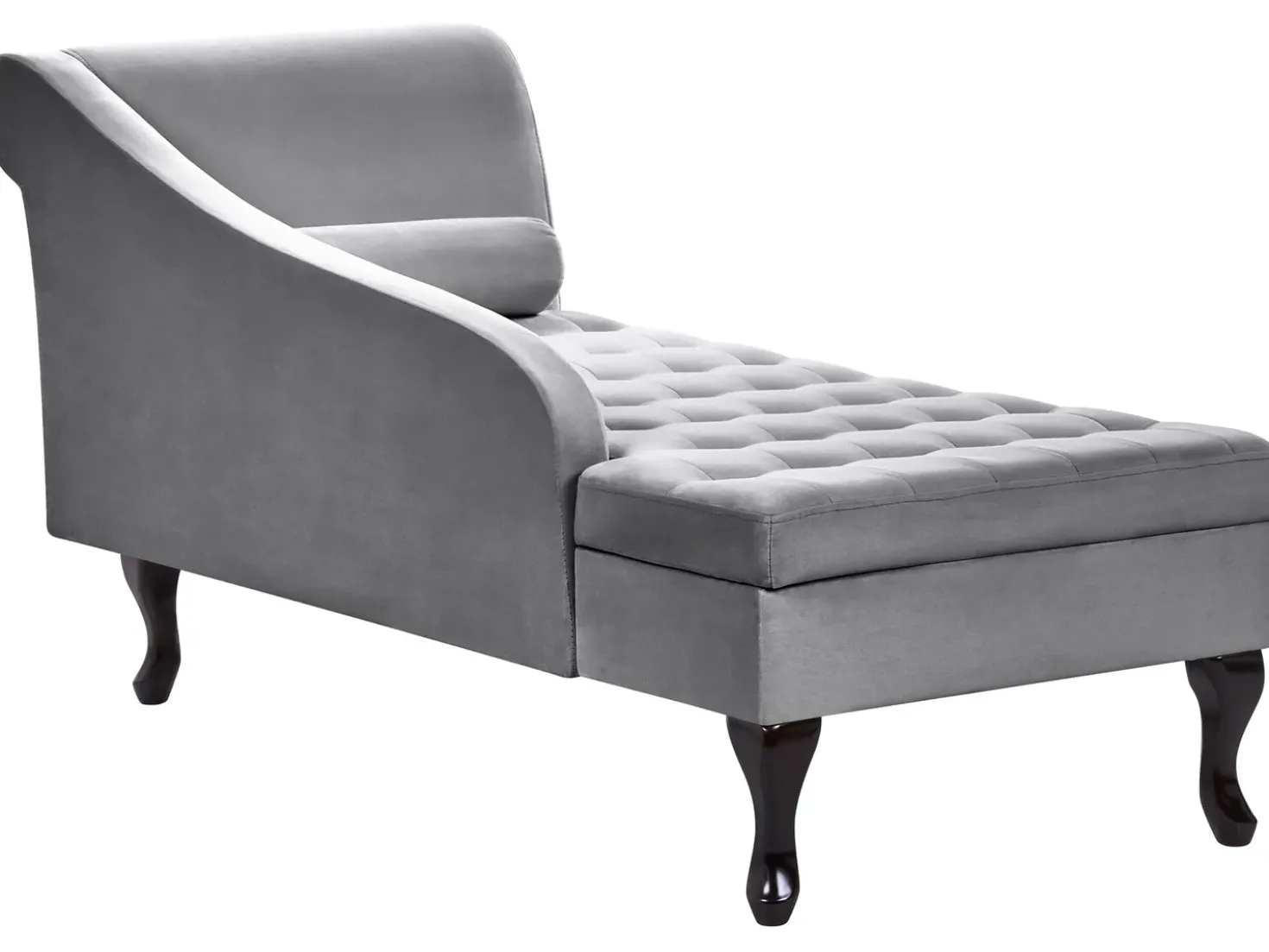 Chaise longue versione destra PESSAC Velluto Grigio chiaro con contenitore