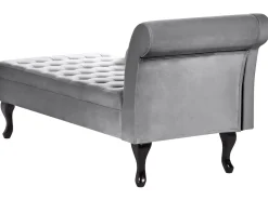 Chaise longue versione destra PESSAC Velluto Grigio chiaro con contenitore