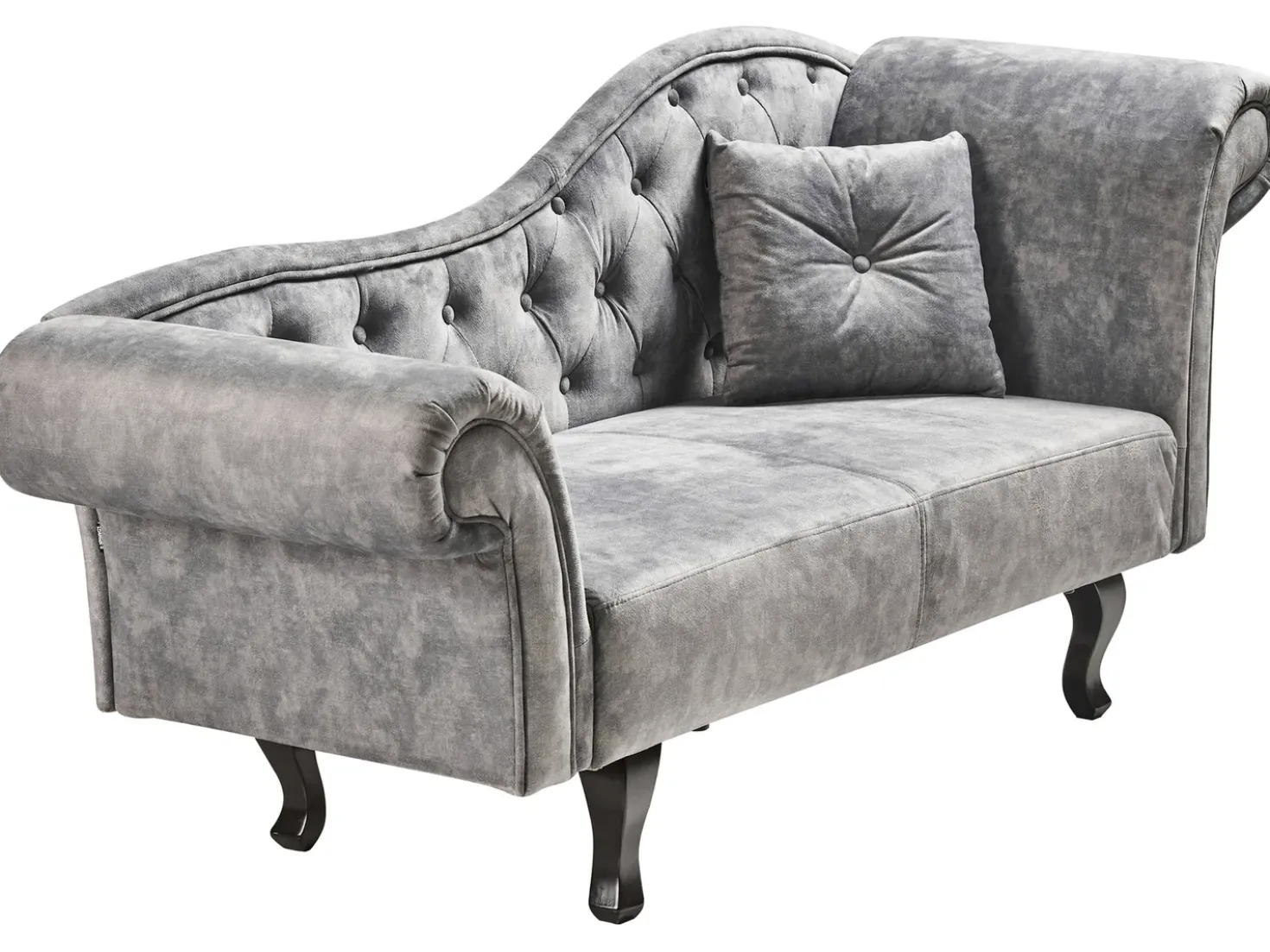 Chaise longue versione destra LATTES II Velluto Grigio con cuscino