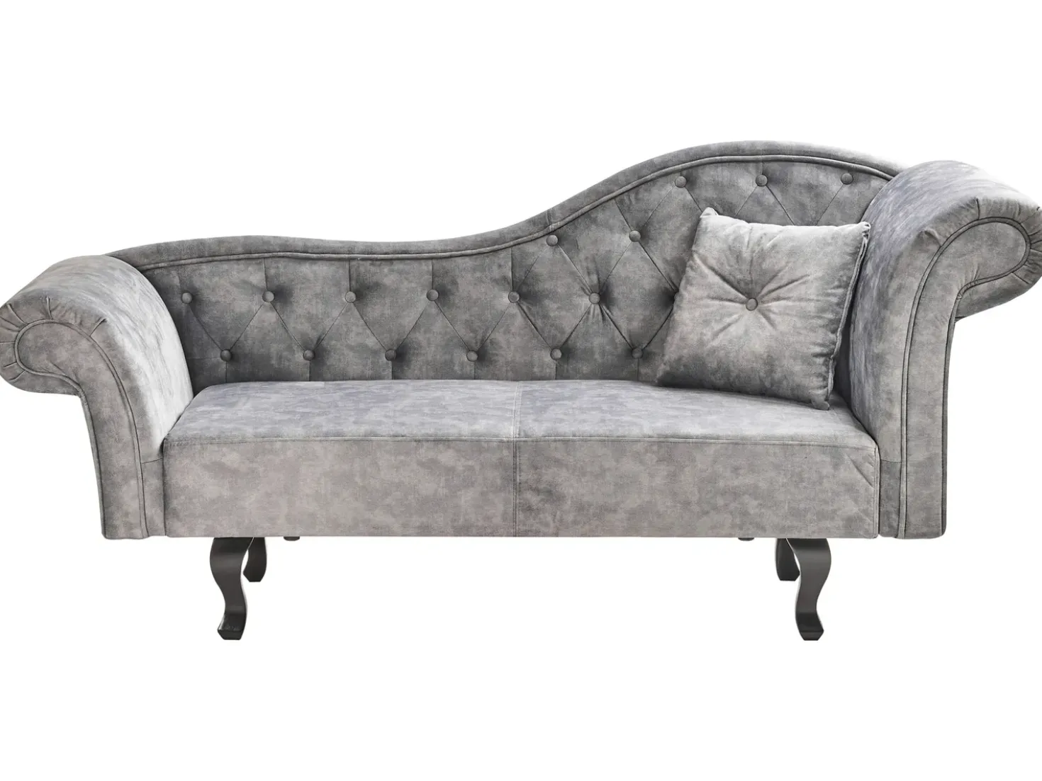 Chaise longue versione destra LATTES II Velluto Grigio con cuscino