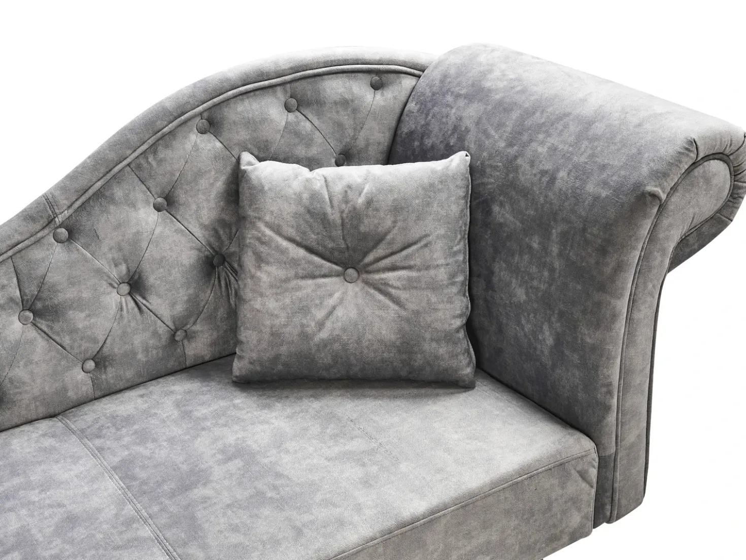 Chaise longue versione destra LATTES II Velluto Grigio con cuscino
