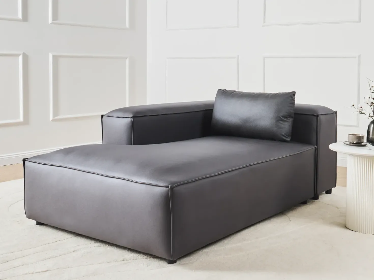 Chaise longue versione destra BRANDE Tessuto Nero