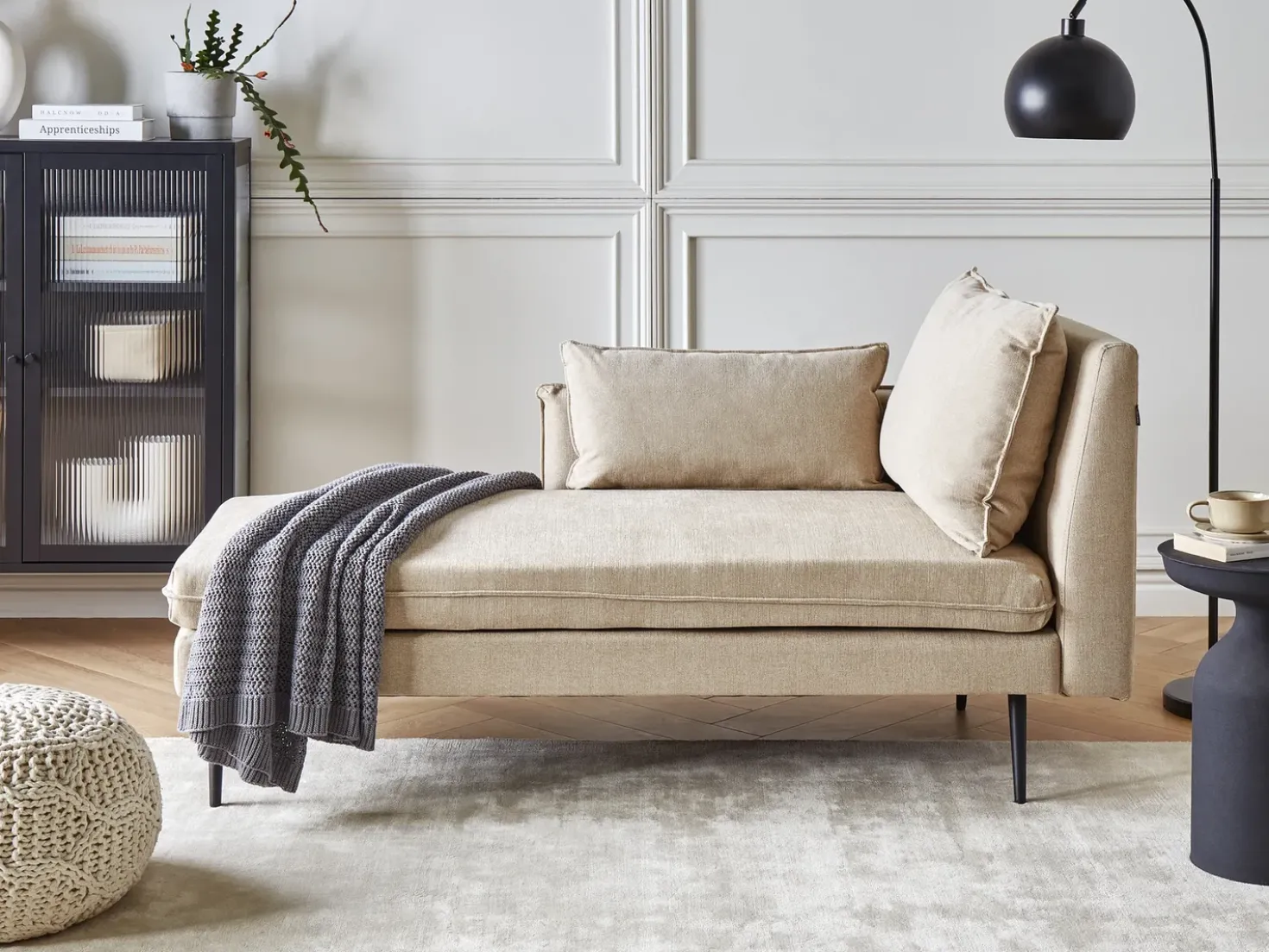 Chaise longue versione destra YERRES Tessuto Beige