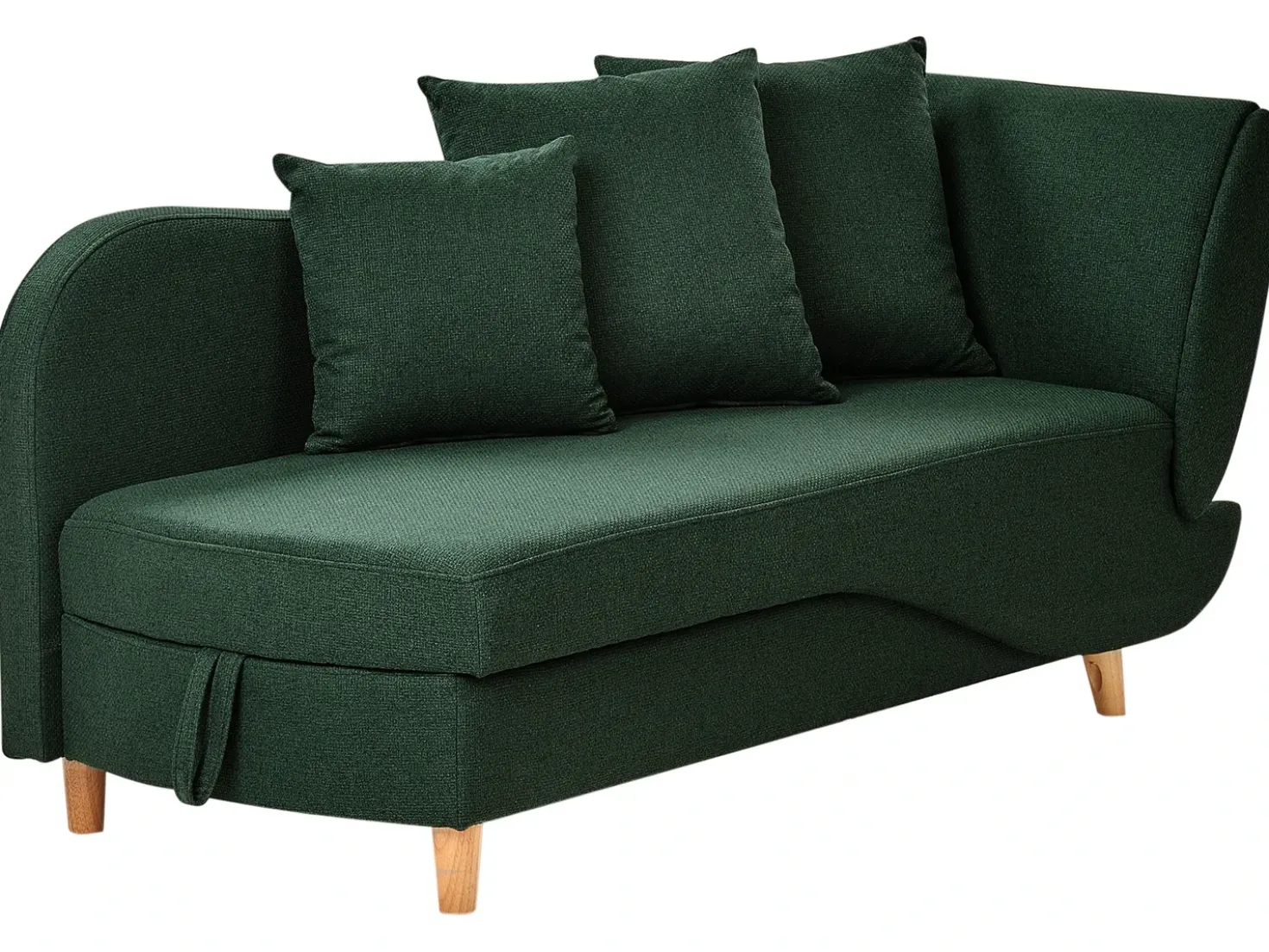 Chaise longue versione destra MERI Lino sintetico Verde con contenitore