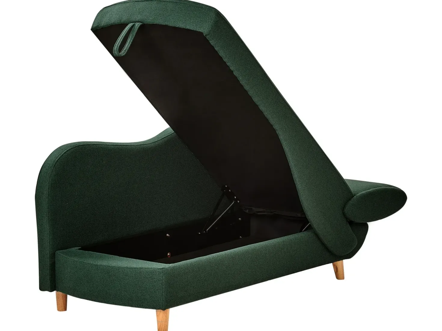 Chaise longue versione destra MERI Lino sintetico Verde con contenitore