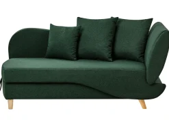 Chaise longue versione destra MERI Lino sintetico Verde con contenitore