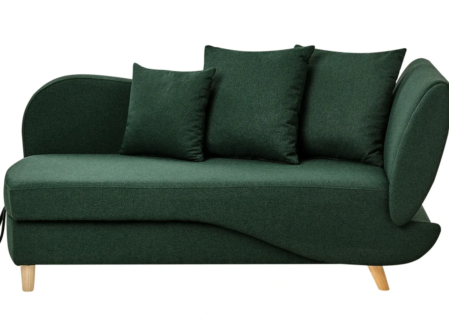 Chaise longue versione destra MERI Lino sintetico Verde con contenitore