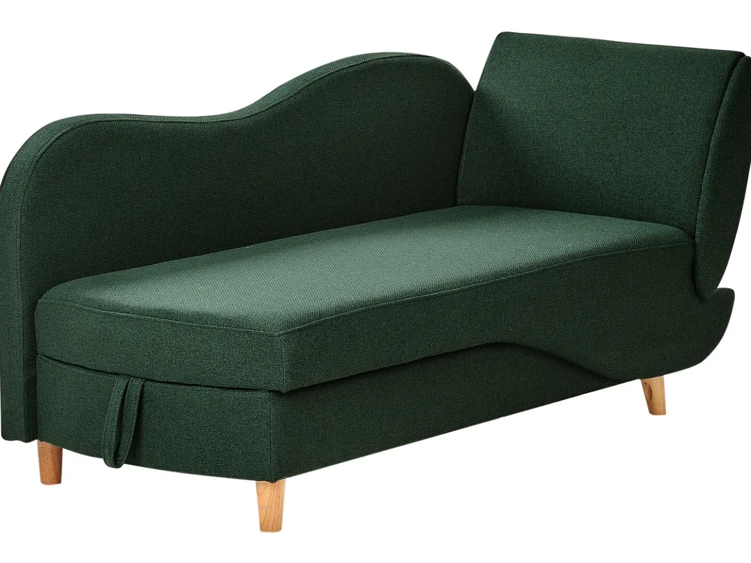 Chaise longue versione destra MERI Lino sintetico Verde con contenitore