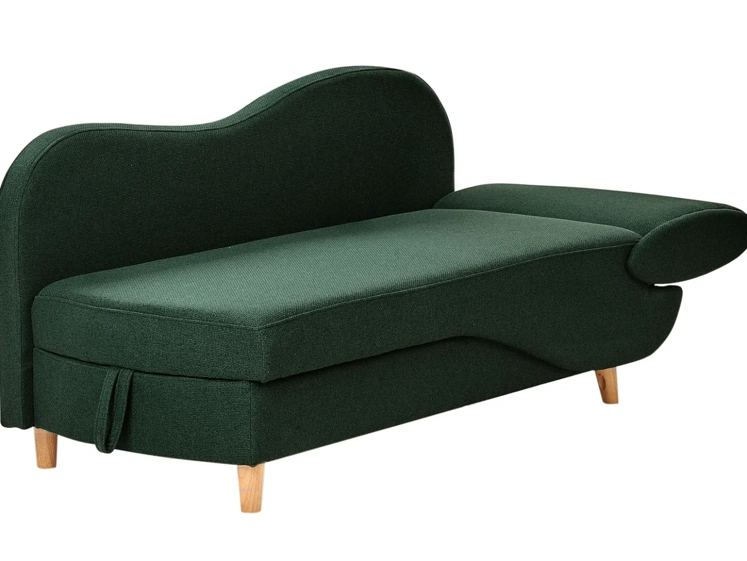 Chaise longue versione destra MERI Lino sintetico Verde con contenitore