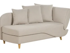 Chaise longue versione destra MERI Lino sintetico Beige con contenitore